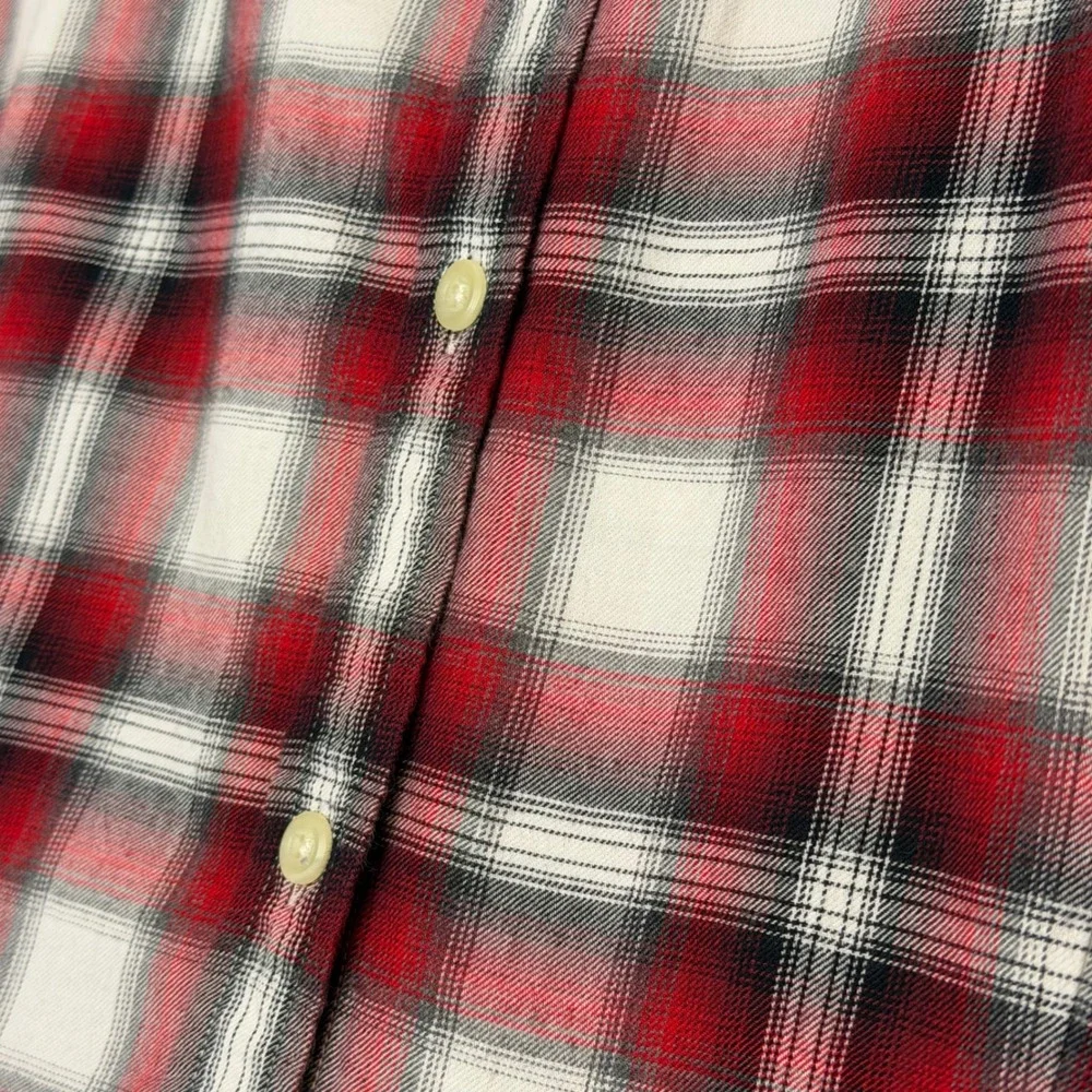 Pendleton Womens 2X Red White Plaid Cotton Button Down Long Sleeve Shirt Cotton